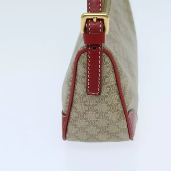 CELINE Macadam Canvas Accessory Pouch Coated Canvas Beige Red Auth yk15592 - Picture 3 of 15